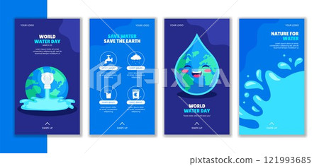 Social Media Stories Design Featuring World Water Day in Flat Cartoon Style 121993685