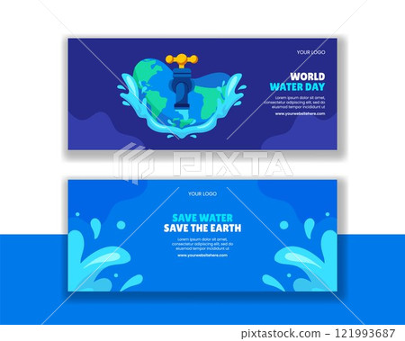 Flat Style World Water Day Background Illustration for Horizontal Banner Flat Style World Water Day Background Illustration for Horizontal Banner 121993687