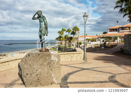 Spain, the island of Tenerife - 11/09/2016: Monument to the lifeguard near El Duque beach 121993697