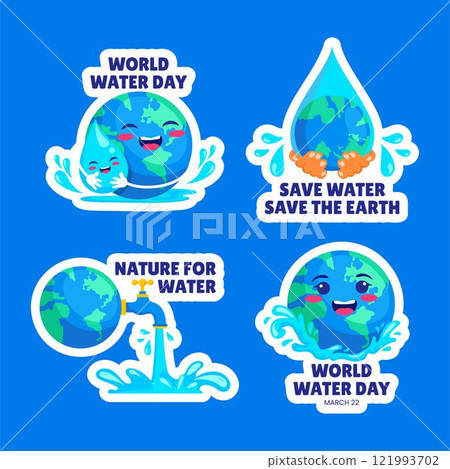 Cartoon Style World Water Day Illustration for Social Media Label Template 121993702