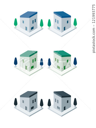 從上方看一棟單戶建築的插圖 121993775