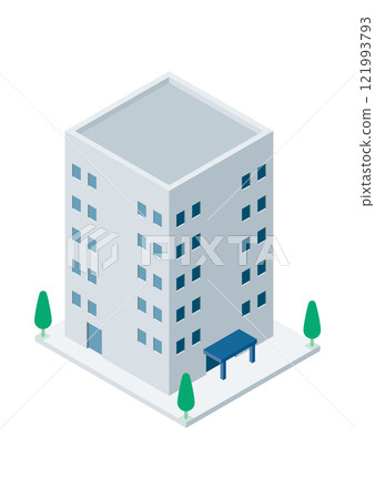 從上方看公寓大樓的插圖 121993793