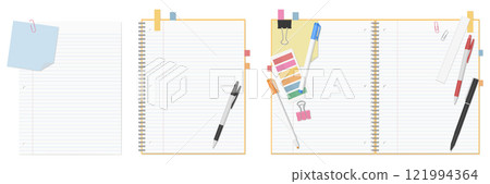 A set of loose-leaf paper with simple lines, notebooks, and stationery A set of loose-leaf paper with simple lines, notebooks, and stationery 121994364