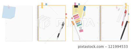 簡單的普通活頁、筆記本和文具套裝 121994533
