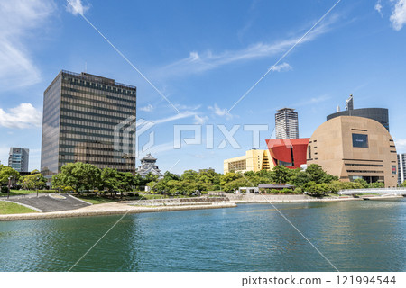 Fukuoka Prefecture, Kitakyushu City, Kokura Cityscape (Kitakyushu City Hall, Kokura Castle, Riverwalk Kitakyushu area) 121994544