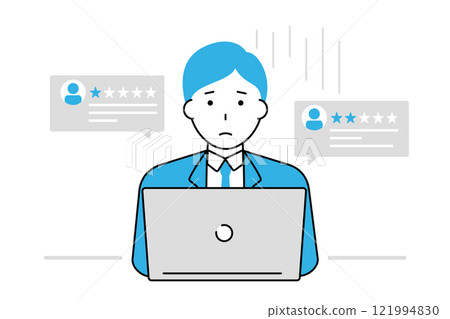 A businessman who is troubled by his company's low online ratings 121994830