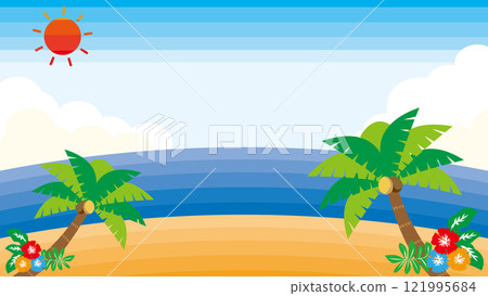 Palm tree and hibiscus background illustration 121995684