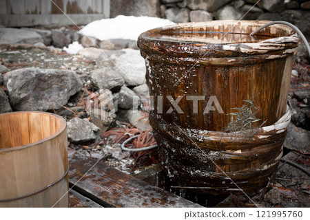 Water poured into a barrel 121995760