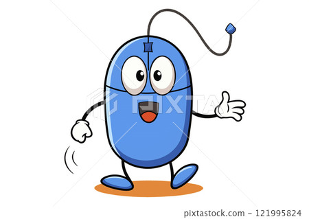 Click. Cool funny surprised mouse for computer on white Click. Cool funny surprised mouse for computer on white 121995824