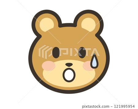 Icon illustration of a cute bear's face in a panic Icon illustration of a cute bear's face in a panic 121995954