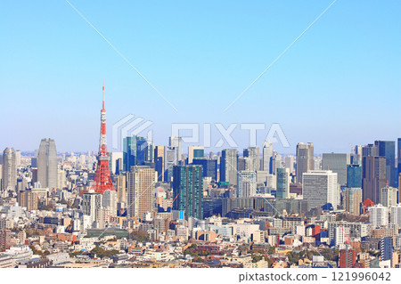 Minato-ku, Tokyo, Tokyo cityscape and Tokyo Tower scenery Minato-ku, Tokyo, Tokyo cityscape and Tokyo Tower scenery 121996042