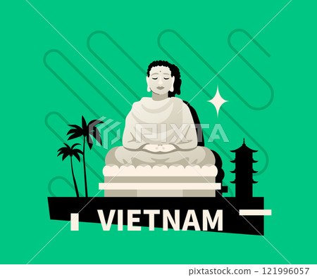 Buddha statue in Vietnam - modern colored vector illustration Buddha statue in Vietnam - modern colored vector illustration 121996057