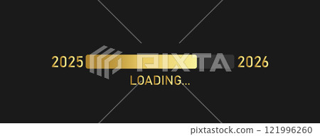 Loading progress bar of 2025, 2026 happy new year isolated on black background 121996260