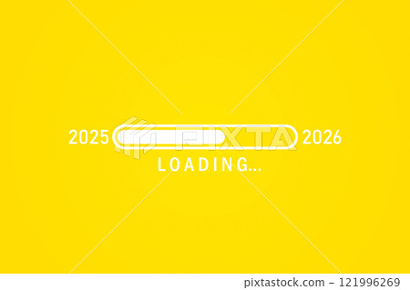 2025 To 2026 loading bar isolated on yellow background 121996269