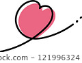 Vector illustration of a heart with a black line and red paint 121996324