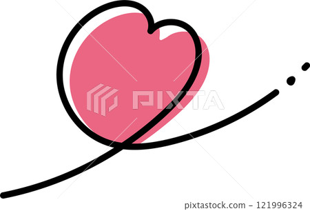 Vector illustration of a heart with a black line and red paint Vector illustration of a heart with a black line and red paint 121996324