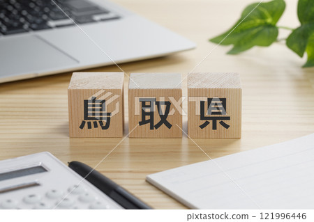 A building block with "Tottori Prefecture" written on it 121996446