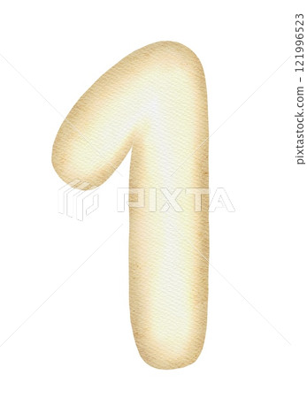 Number one, Figures of numbers drawn in watercolor Number one, Figures of numbers drawn in watercolor 121996523