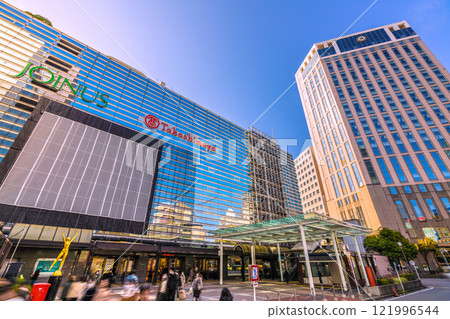 Yokohama cityscape in January, Japan. Views of Yokohama Takashimaya and Yokohama Bay Sheraton H. (January 15, 2025) 121996544