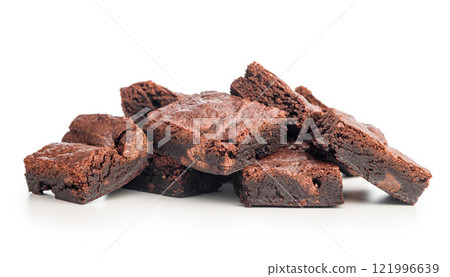 Homemade chocolate brownies isolated on white background. Homemade chocolate brownies isolated on white background. 121996639