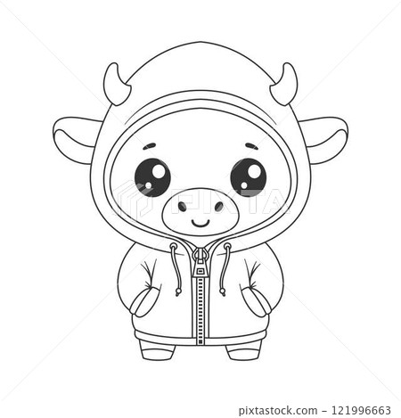 Cow wearing a jacket for coloring 121996663