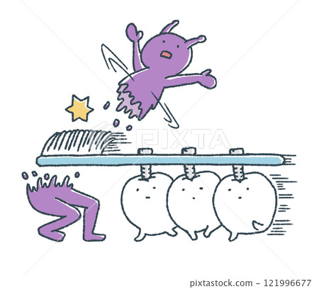 鬆動的牙齒用牙刷攻擊,消滅蛀牙細菌 鬆動的牙齒用牙刷攻擊,消滅蛀牙細菌 121996677