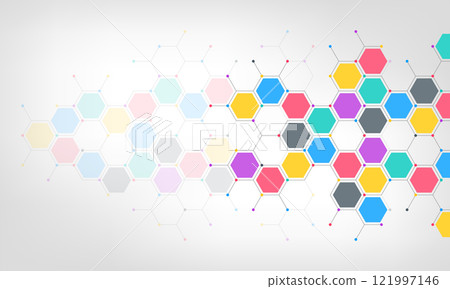 Abstract design element with geometric background of hexagons shape pattern 121997146