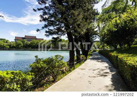 Beautiful lakeshore landscape of Chengcheng Lake Scenic Area in Kaohsiung, Taiwan. 121997202