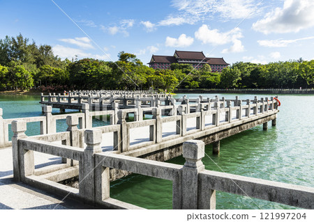 View of the Nine-cornered Bridge in Chenghcing Lake Scenic Area in Kaohsiung, Taiwan. View of the Nine-cornered Bridge in Chenghcing Lake Scenic Area in Kaohsiung, Taiwan. 121997204