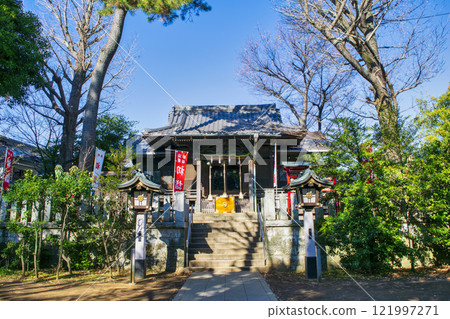 Ota Ward, Tokyo, Senzoku Hachiman Shrine, worship hall, shrine of the legend of Minamoto no Yoritomo and the famous horse Ikezuki 121997271