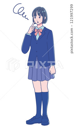 動漫風格女學生穿校服 121997299