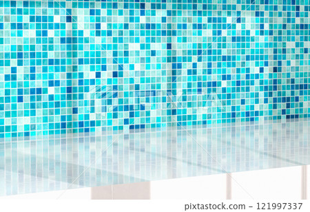 Beauty podium backdrop for product display with natural light beam and shadow. 3d rendering. 121997337