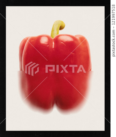 Conceptual graphic design. Bright red bell pepper with clean lines, highlighting simplicity and purity of home-grown organic produce for healthy living. Conceptual graphic design. Bright red bell pepper with clean lines, highlighting simplicity and purity of home-grown organic produce for healthy living. 121997518