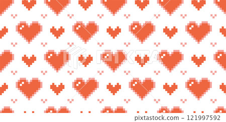 Seamless pattern with hearts, pixel art, digital drawing, retro style. Trendy modern vector illustration on white background, hand drawn, flat design Seamless pattern with hearts, pixel art, digital drawing, retro style. Trendy modern vector illustration on white background, hand drawn, flat design 121997592