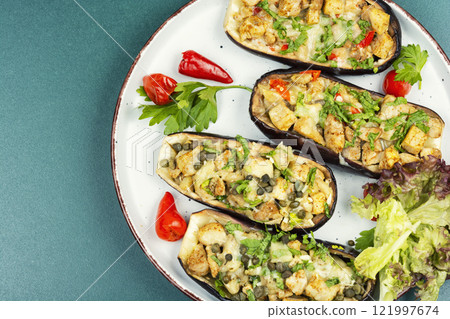 Oven baked eggplant Oven baked eggplant 121997674
