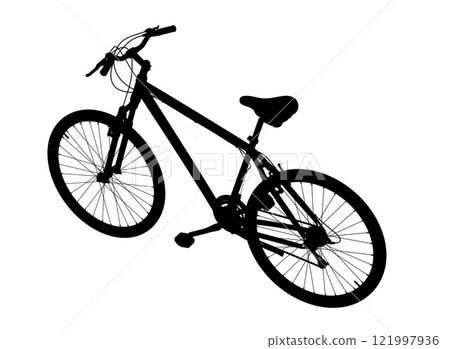 Black silhouette bicycle isolated on white background, 3D illustration 121997936