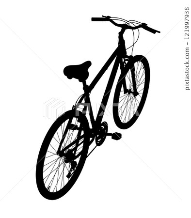 Black silhouette bicycle isolated on white background, 3D illustration 121997938