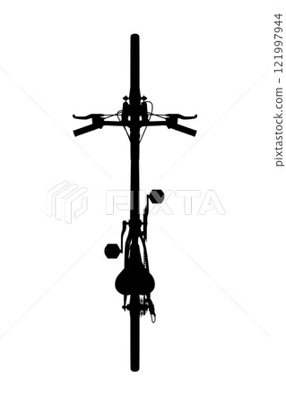 Black silhouette bicycle isolated on white background, 3D illustration Black silhouette bicycle isolated on white background, 3D illustration 121997944