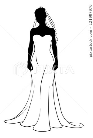 Bride Bridal Wedding Dress Silhouette Woman Design Bride Bridal Wedding Dress Silhouette Woman Design 121997976