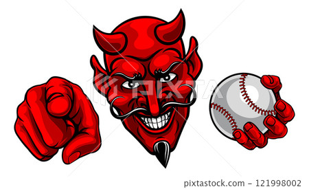 Devil Baseball Ball Sport Team Mascot Illustration 121998002