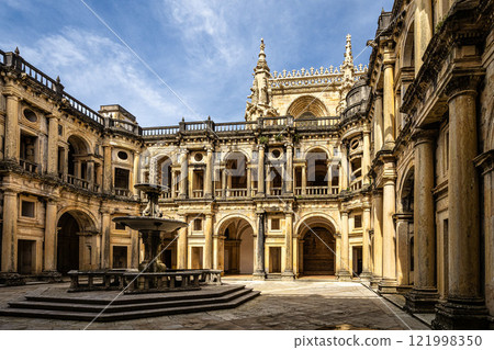 Main cloister of the Monastery of the Order of Christ, Convento de Cristo in Tomar, Portugal. Main cloister of the Monastery of the Order of Christ, Convento de Cristo in Tomar, Portugal. 121998350