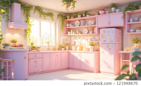 sunny pink kitchen 121998670