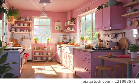 sunny pink kitchen 121998671