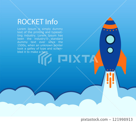 Blue rocket takes off into stars space . business startup text rocketdock, Blue rocket takes off into stars space . business startup text rocketdock, 121998913