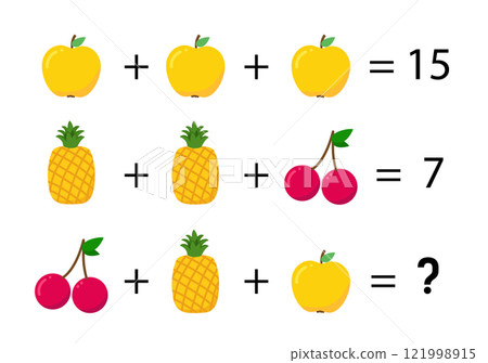 A game for children. Fruits are different. Cute vector color illustration. A game for children. Fruits are different. Cute vector color illustration. 121998915