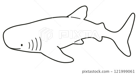 Simple and cute whale shark illustration - line drawing only Simple and cute whale shark illustration - line drawing only 121999061