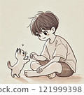 Cat and boy 121999398
