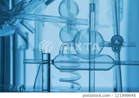 Abstract glass apparatus with scientific elements 121999648