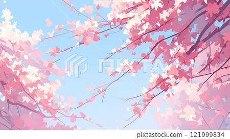 卡通唯美的春天樱花插画 卡通唯美的春天樱花插画 121999834