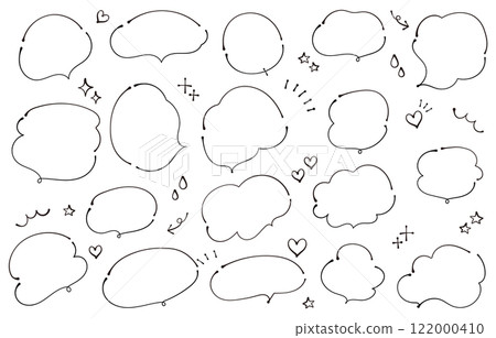 Rough and cute hand-drawn style speech bubble set (warm colors) 122000410